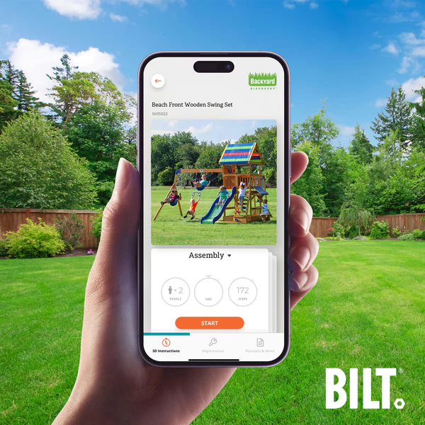 Supported assembly for select swing set models, with the step-by-step 3D interactive BILT® app. We’re with you every step of the way to ease the assembly process.