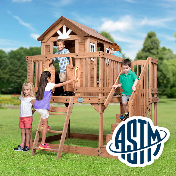 With performance testing for children up to 11 years old, our playhouses surpass industry benchmarks and meet or exceed ASTM safety standards for outdoor playground equipment.