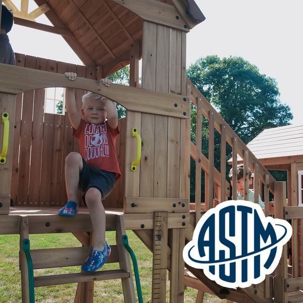 With performance testing for children up to 11 years old, our swing sets surpass industry benchmarks and meet or exceed ASTM safety standards for outdoor playground equipment.