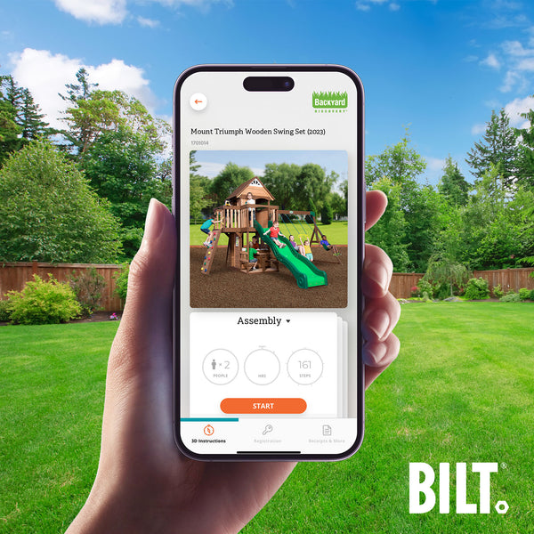 Supported assembly for select swing set models, with the step-by-step 3D interactive BILT® app. We’re with you every step of the way to ease the assembly process.