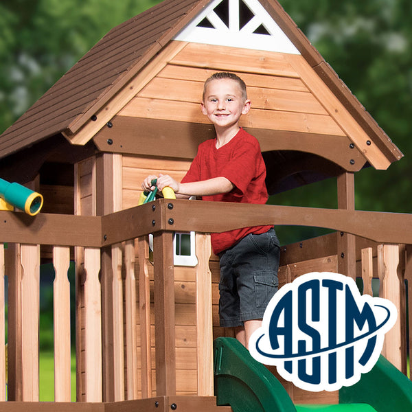With performance testing for children up to 11 years old, our swing sets surpass industry benchmarks and meet or exceed ASTM safety standards for outdoor playground equipment.
