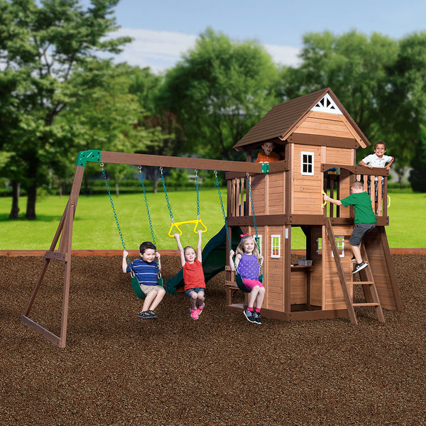 We work hard to make sure your swing set features design elements as stylish as they are strong.