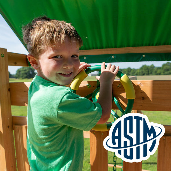 With performance testing for children up to 11 years old, our swing sets surpass industry benchmarks and meet or exceed ASTM safety standards for outdoor playground equipment.