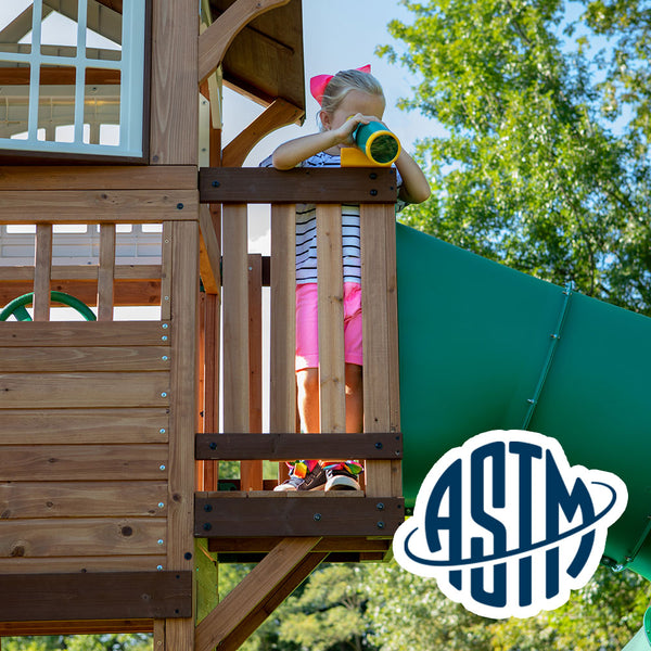 With performance testing for children up to 11 years old, our swing sets surpass industry benchmarks and meet or exceed ASTM safety standards for outdoor playground equipment.
