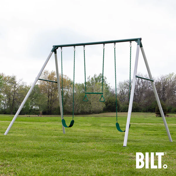 Assembly is supported with detailed instructions on the BILT® app for select swing set models.