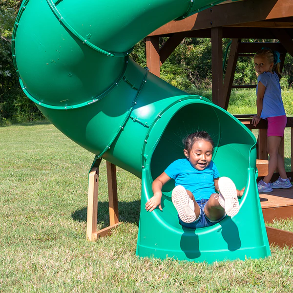 Our wooden swing sets offer a wide range of sizes, features, and styles that will turn any backyard into a playground.