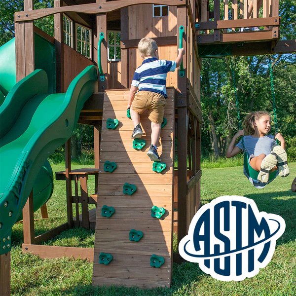 With performance testing for children up to 11 years old, our swing sets surpass industry benchmarks and meet or exceed ASTM safety standards for outdoor playground equipment.