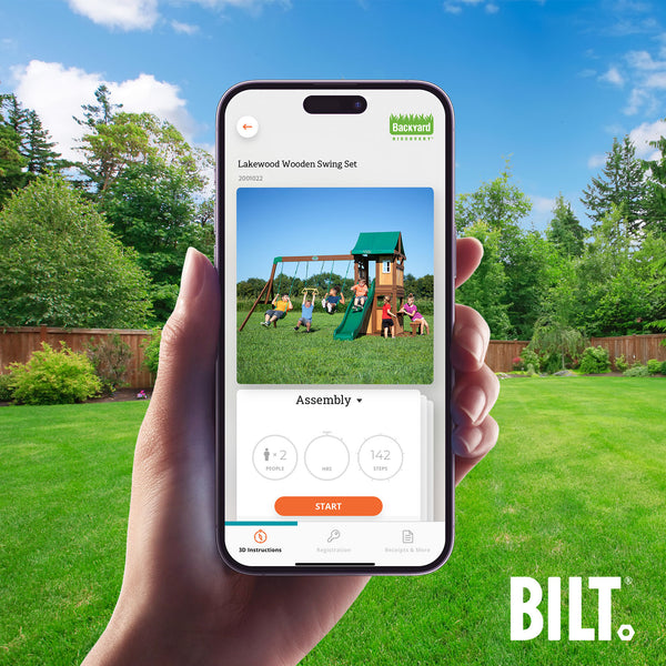 Supported assembly for select swing set models, with the step-by-step 3D interactive BILT® app. We’re with you every step of the way to ease the assembly process.