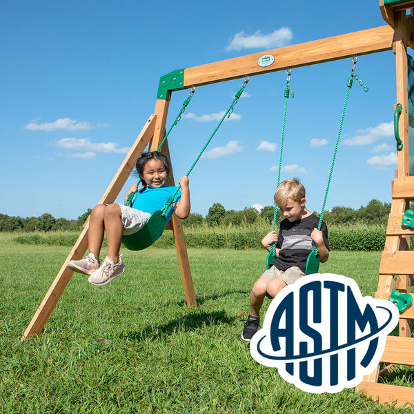 With performance testing for children up to 11 years old, our swing sets surpass industry benchmarks and meet or exceed ASTM safety standards for outdoor playground equipment.