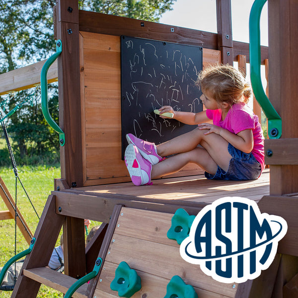 With performance testing for children up to 11 years old, our swing sets surpass industry benchmarks and meet or exceed ASTM safety standards for outdoor playground equipment.