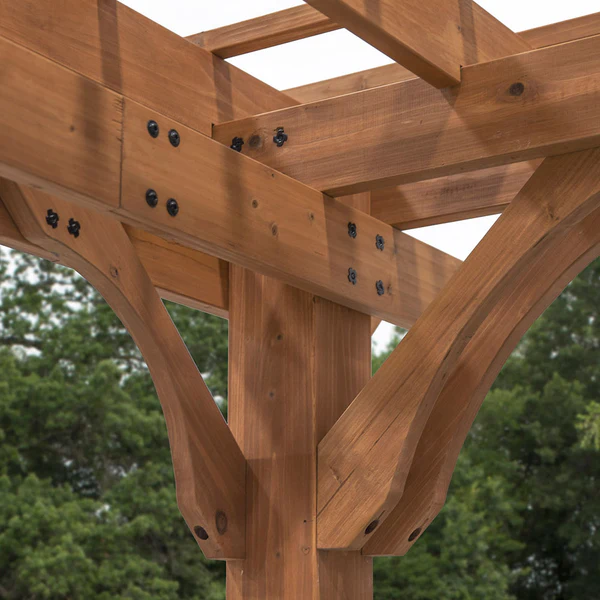 The lifespan of a pergola comes down to the design and the materials used. That’s why we build heavy-duty cedar wood frames and galvanized steel hardware throughout.