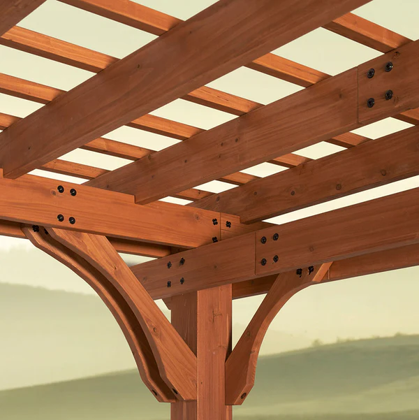 The lifespan of a pergola comes down to the design and the materials used. That’s why we build heavy-duty cedar wood frames and galvanized steel hardware throughout.