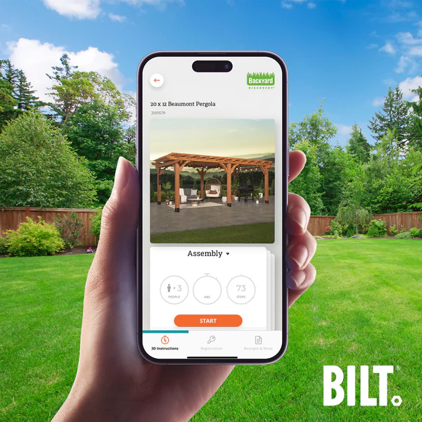 Supported assembly with the step-by-step 3D interactive BILT® app. We’re with you every step of the way to ease the assembly process.