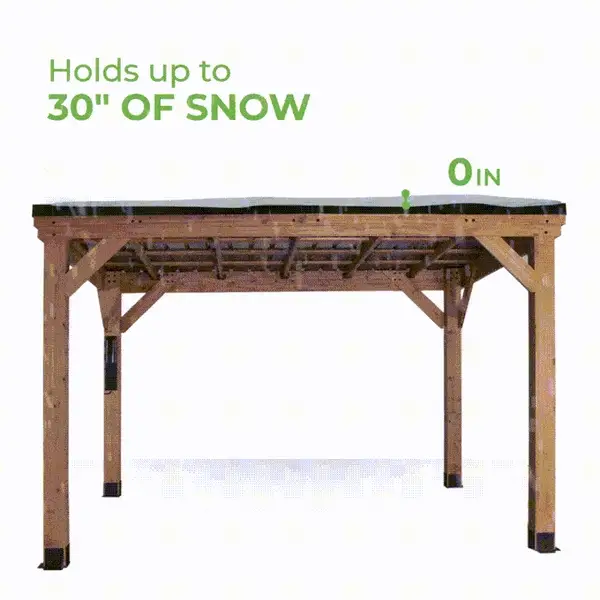 Our heavy duty 29 gauge steel roofs are tested to withstand heavy snow loads up to 30 inches and exceed industry standards making them the strongest gazebo for long term durability and enjoyment.