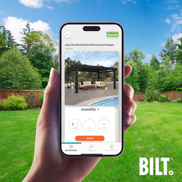 Supported assembly with the step-by-step 3D interactive BILT® app. We’re with you every step of the way to ease the assembly process.