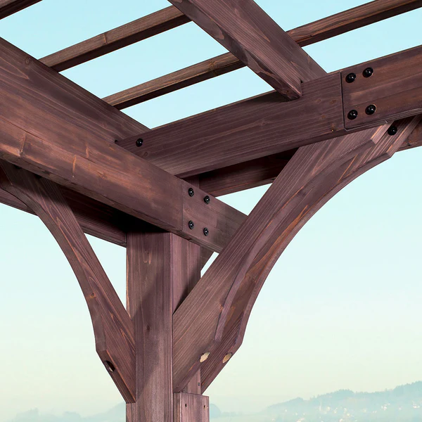 The lifespan of a pergola comes down to the design and the materials used. That’s why we build heavy-duty cedar wood frames and galvanized steel hardware throughout.