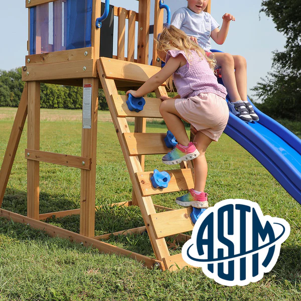 With performance testing for children up to 11 years old, our swing sets surpass industry benchmarks and meet or exceed ASTM safety standards for outdoor playground equipment.