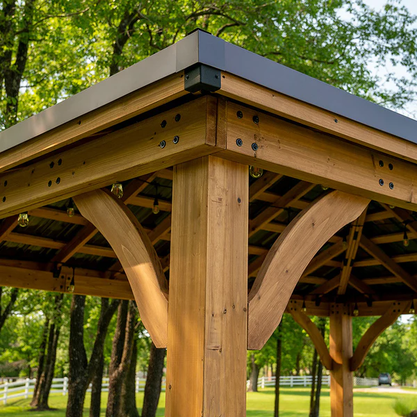 Sturdy cedar posts, galvanized steel hardware, corrosion-resistant steel roofs — it’s all part of our commitment to ensure you have a beautiful gazebo that can stand up to anything.
