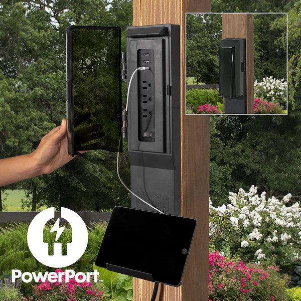Enjoy the convenience of having multiple power options as you relax under your gazebo. Our Patented PowerPort™ includes 3 USB and 3 120V outlets to power all of your electronic needs.