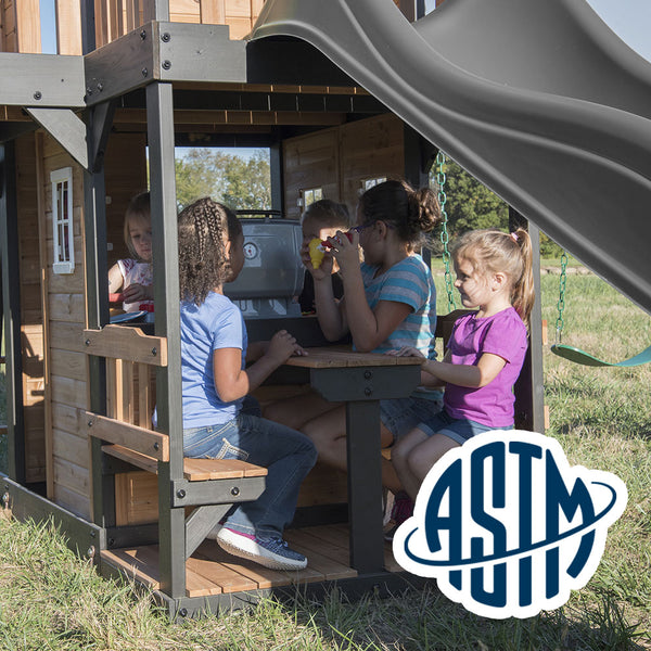 With performance testing for children up to 11 years old, our swing sets surpass industry benchmarks and meet or exceed ASTM safety standards for outdoor playground equipment.