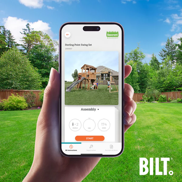 Supported assembly for select swing set models, with the step-by-step 3D interactive BILT® app. We’re with you every step of the way to ease the assembly process.