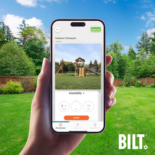 Supported assembly for select swing set models, with the step-by-step 3D interactive BILT® app. We’re with you every step of the way to ease the assembly process.