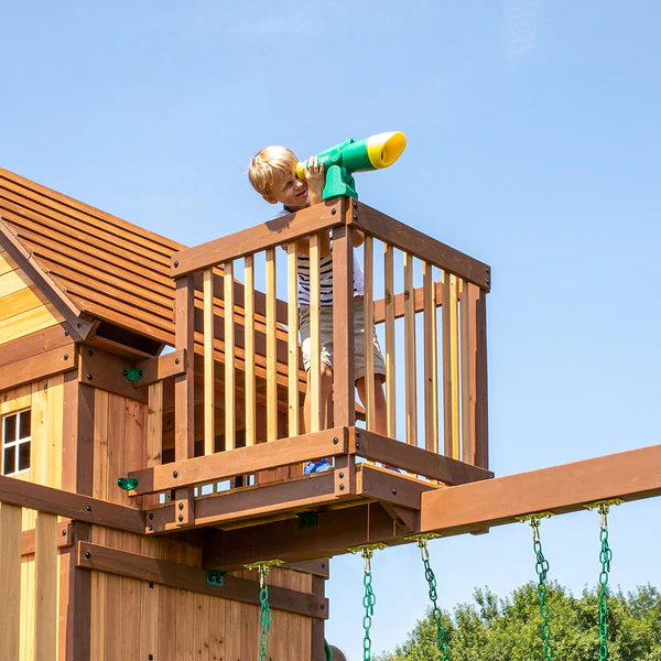 Double the fun with 2 belt swings and a trapeze so 3 kids can swing at once.
