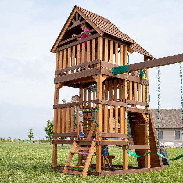 We work hard to make sure your swing set features design elements as stylish as they are strong.