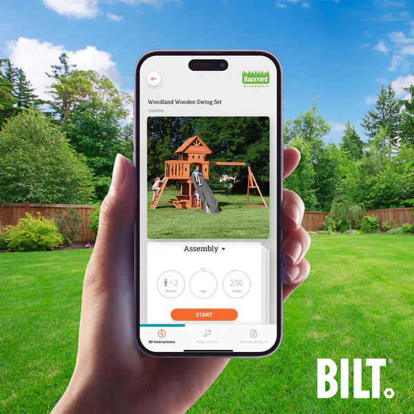 Supported assembly for select swing set models, with the step-by-step 3D interactive BILT® app. We’re with you every step of the way to ease the assembly process.