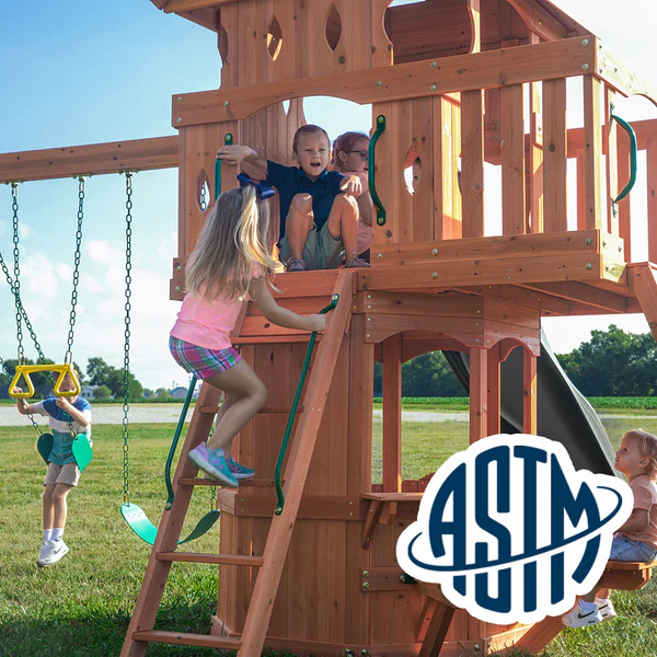 With performance testing for children up to 11 years old, our swing sets surpass industry benchmarks and meet or exceed ASTM safety standards for outdoor playground equipment.