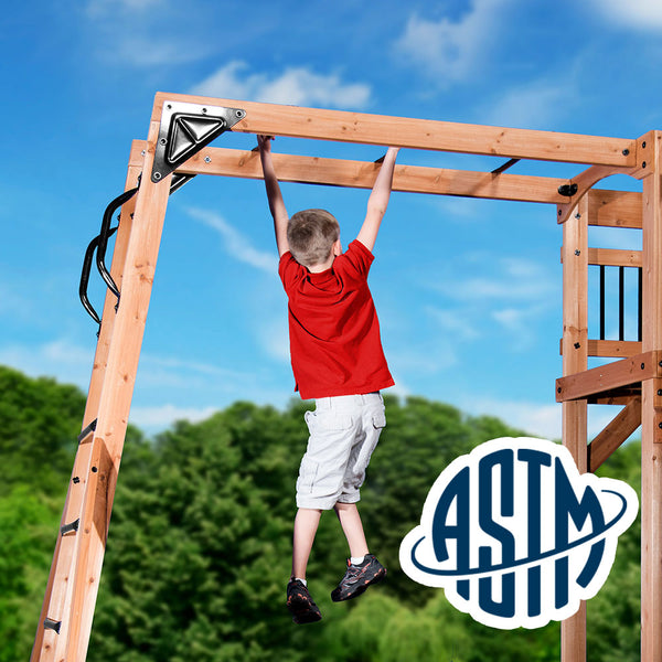 With performance testing for children up to 11 years old, our swing sets surpass industry benchmarks and meet or exceed ASTM safety standards for outdoor playground equipment.