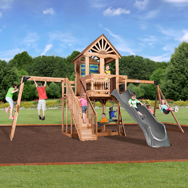 We work hard to make sure your swing set features design elements as stylish as they are strong.