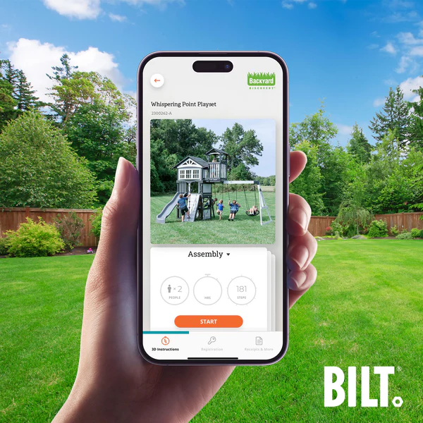 Supported assembly for select swing set models, with the step-by-step 3D interactive BILT® app. We’re with you every step of the way to ease the assembly process.