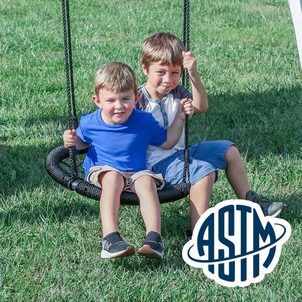 With performance testing for children up to 11 years old, our swing sets surpass industry benchmarks and meet or exceed ASTM safety standards for outdoor playground equipment.