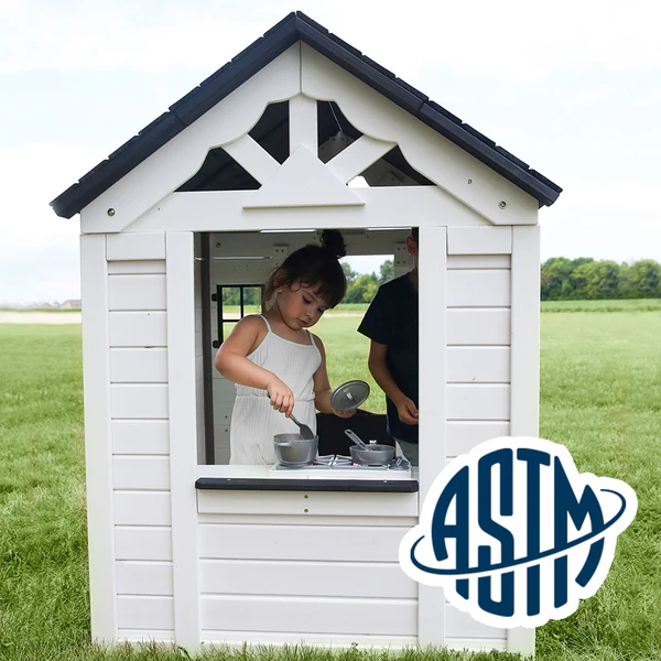 With performance testing for children up to 11 years old, our playhouses surpass industry benchmarks and meet or exceed ASTM safety standards for outdoor playground equipment.