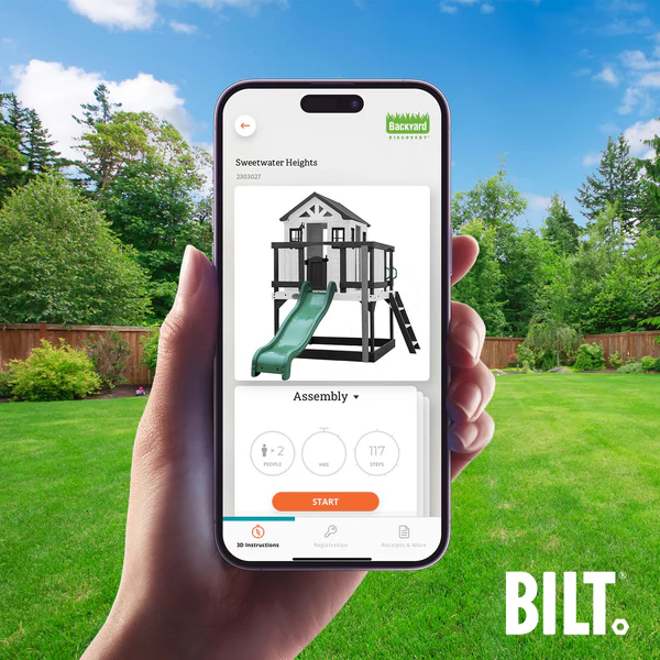 Assemble your playhouse easily by following the step by step instructions on the BILT® app for select playhouse models.