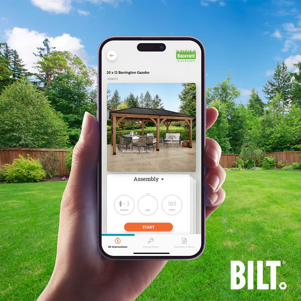 Supported assembly with the step-by-step 3D interactive BILT® app. We’re with you every step of the way to ease the assembly process.