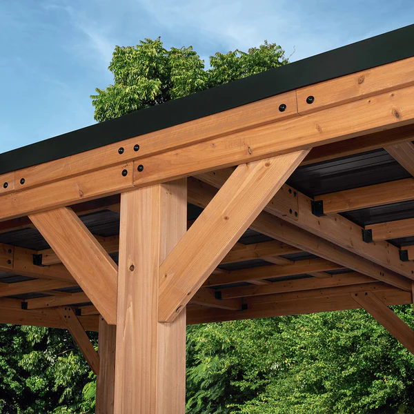 Sturdy cedar posts, galvanized steel hardware, corrosion-resistant steel roofs — it’s all part of our commitment to ensure you have a beautiful gazebo that can stand up to anything.