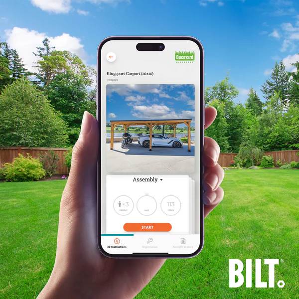 Supported assembly with the step-by-step 3D interactive BILT® app. We’re with you every step of the way to ease the assembly process.