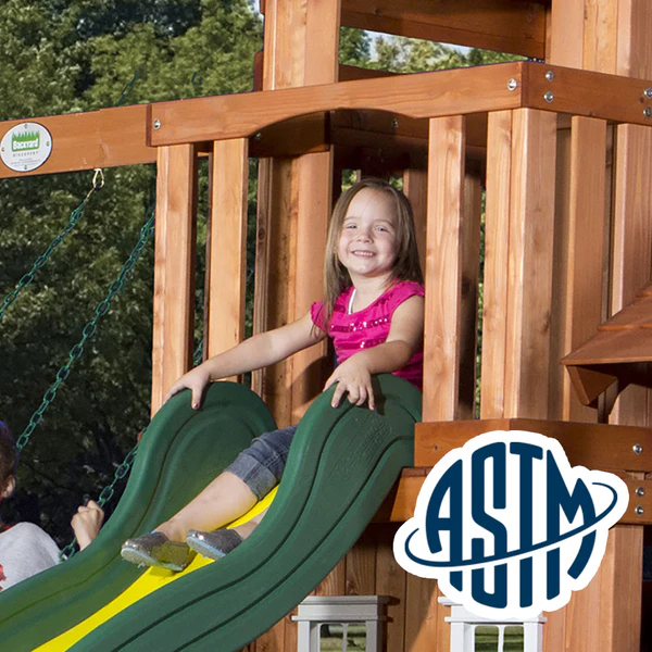 With performance testing for children up to 11 years old, our swing sets surpass industry benchmarks and meet or exceed ASTM safety standards for outdoor playground equipment.