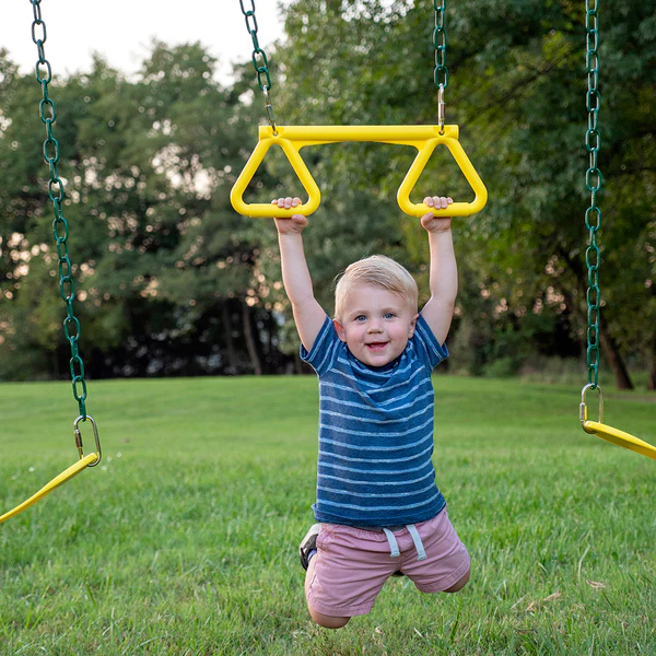 Our wooden swing sets offer a wide range of sizes, features, and styles that will turn any backyard into a playground.