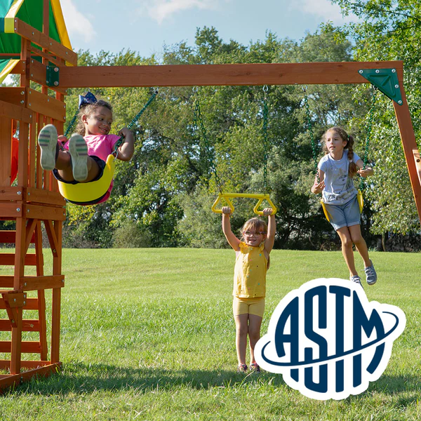 With performance testing for children up to 11 years old, our swing sets surpass industry benchmarks and meet or exceed ASTM safety standards for outdoor playground equipment.