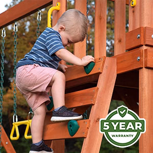 We’re so confident in the durability and longevity of our swing sets that we offer an industry-leading 5 Year Warranty on all models.