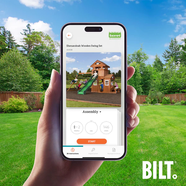 Supported assembly for select swing set models, with the step-by-step 3D interactive BILT® app. We’re with you every step of the way to ease the assembly process.