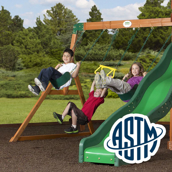 With performance testing for children up to 11 years old, our swing sets surpass industry benchmarks and meet or exceed ASTM safety standards for outdoor playground equipment.