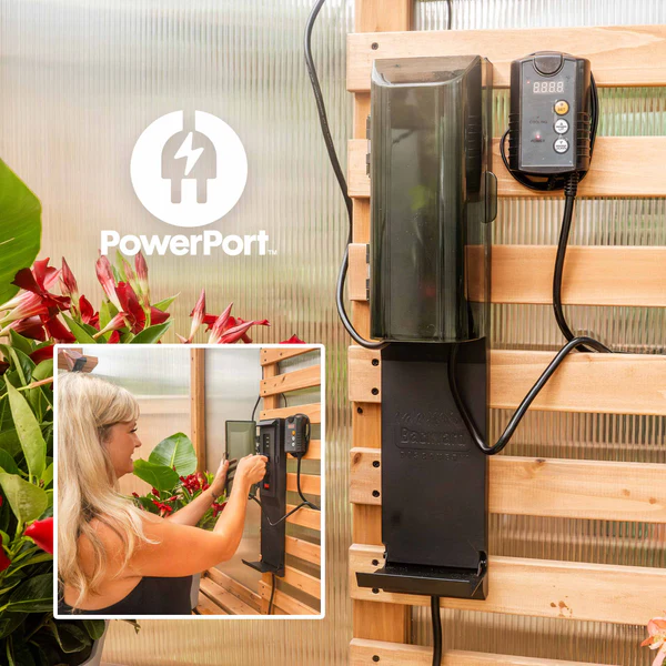 Featuring three 120V outlets and three USB ports, the PowerPort™ makes it easy to connect grow lights, misters, fans, and other gardening accessories throughout your backyard greenhouse.