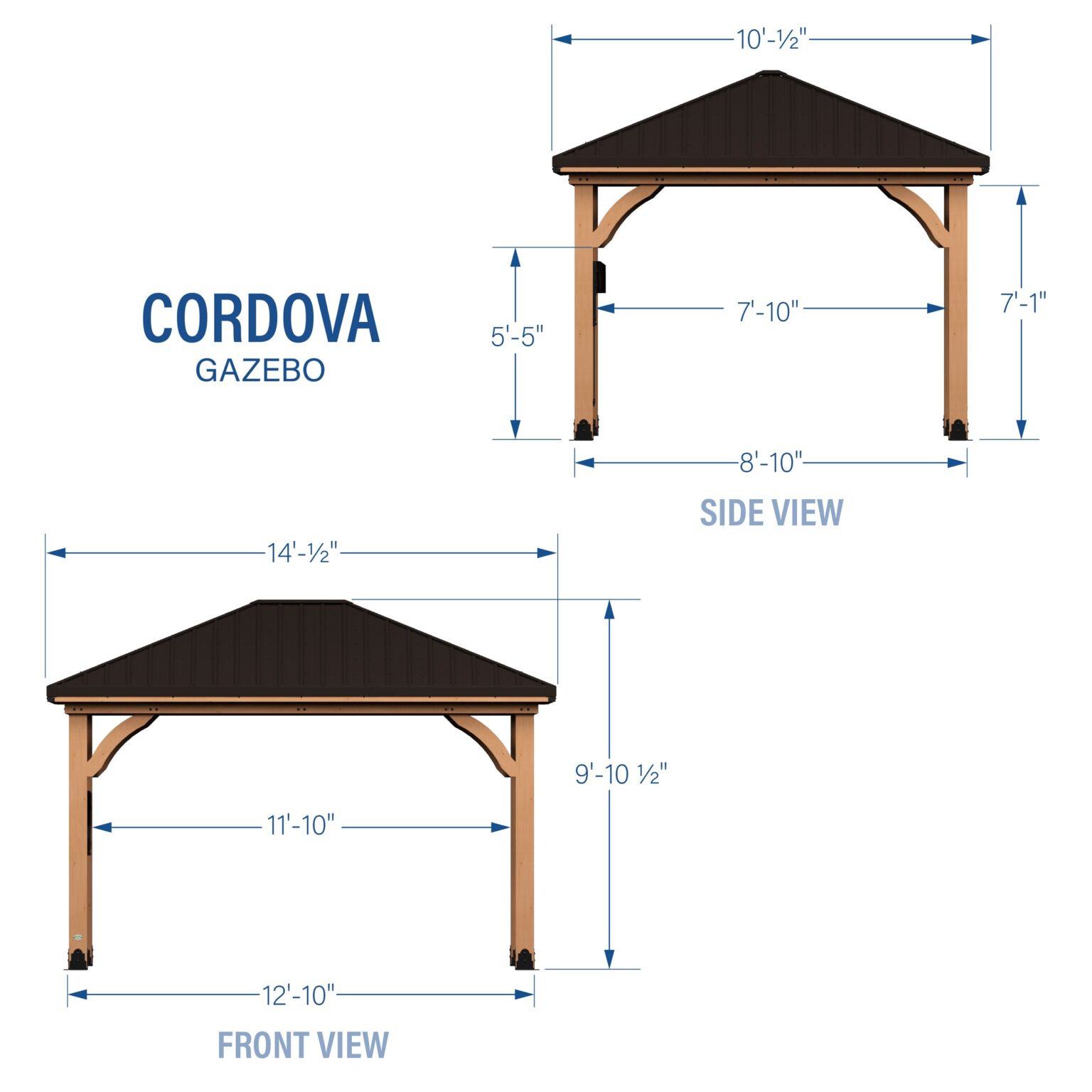 14x10 Cordova Gazebo Dimensions