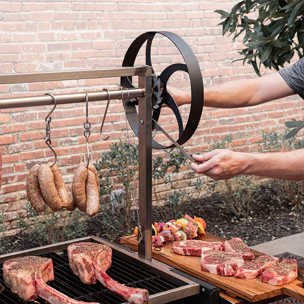 Favorite cuts of meats and sausages can be hung for slow-roasting perfection, adding an extra layer of authenticity to culinary creations.
