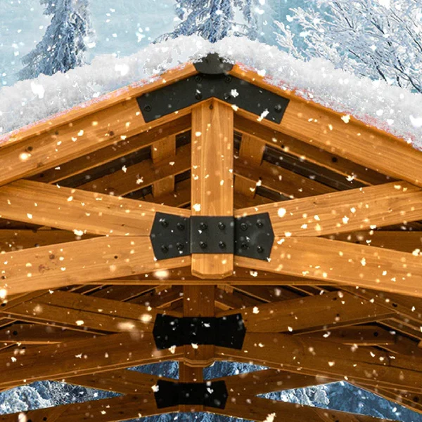Snow can weigh up to 13 lbs. per square foot. If the roof of your gazebo is a soft top or made from weaker metals, like aluminum, that means one decent snowfall can lead to a total collapse.