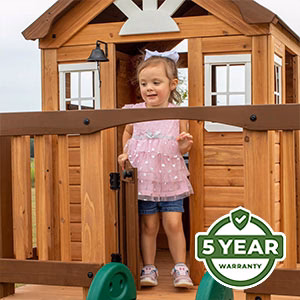 We’re so confident in the durability and longevity of our Playhouses that we offer an industry-leading 5 Year Warranty on all models.